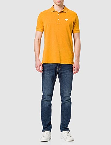 REPLAY - DYED C0TT0N PIQUET SHORT SLEEVE POLO | ORANGE